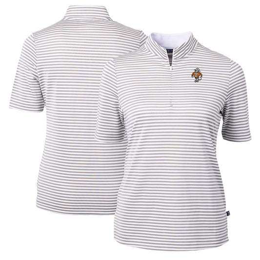 Women's Cutter & Buck  Gray Tennessee Volunteers Vault DryTec Virtue Eco Pique Stripe Recycled Top