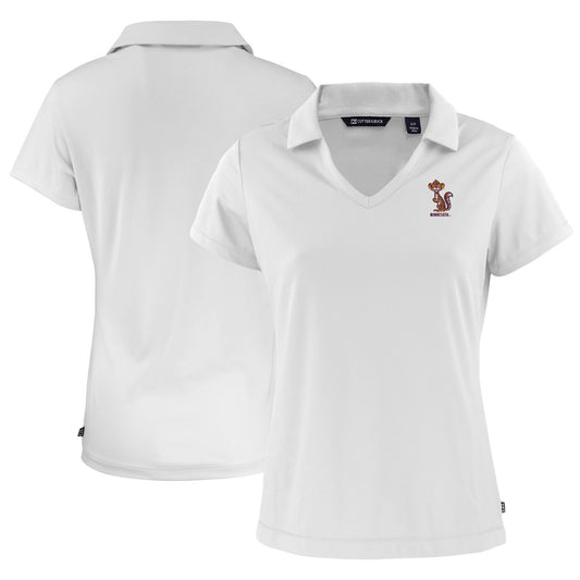 Women's Cutter & Buck  White Minnesota Golden Gophers Vault Daybreak Eco Recycled V-Neck Polo