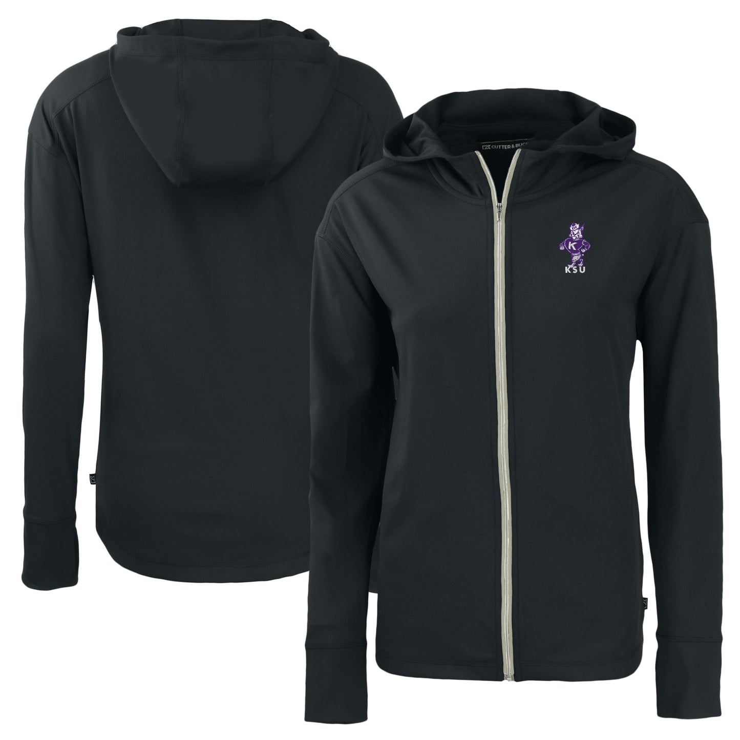 Women's Cutter & Buck  Black Kansas State Wildcats Vault Daybreak Eco Recycled Full-Zip Hoodie