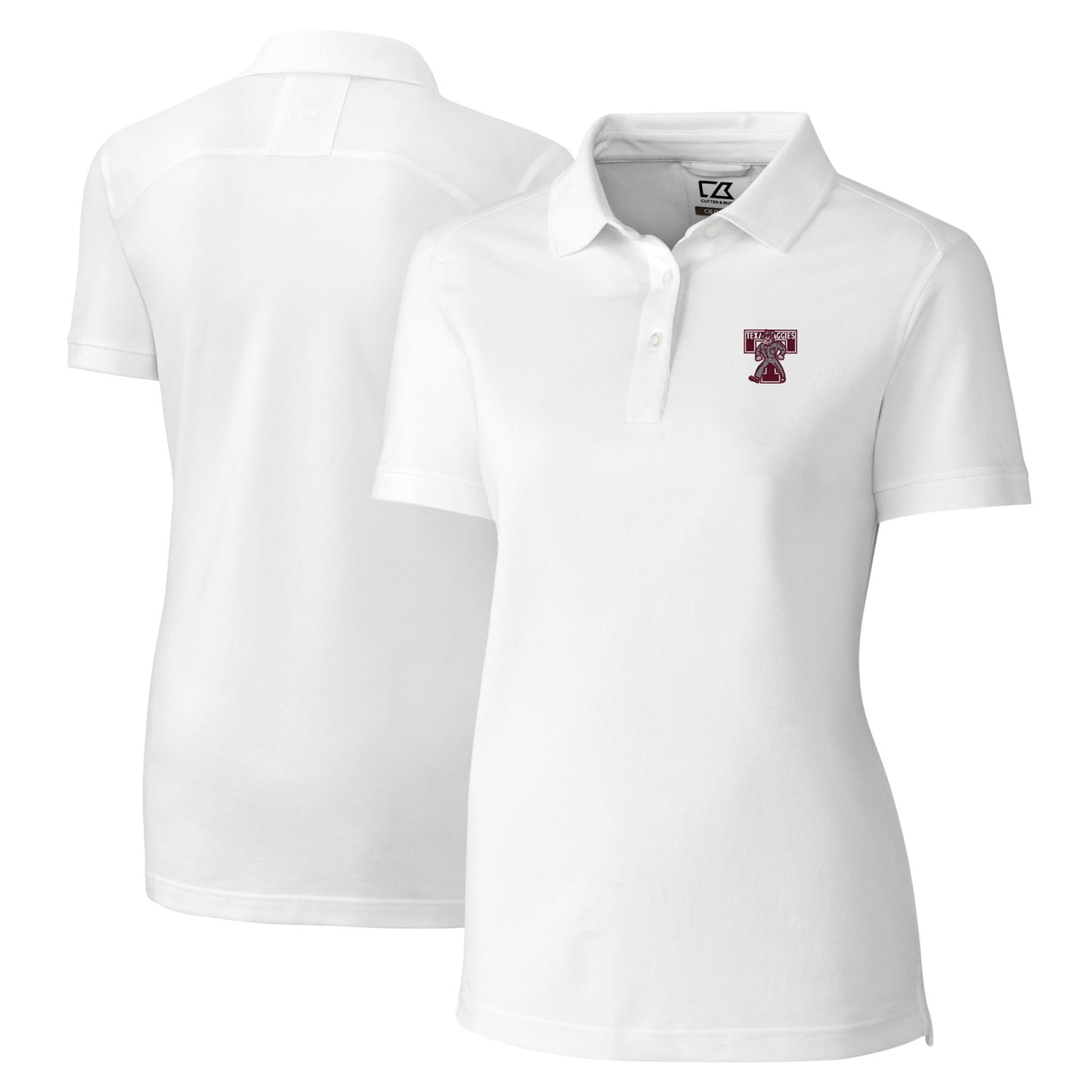 Women's Cutter & Buck  White Texas A&M Aggies Vault DryTec Advantage Tri-Blend Pique Womens Polo