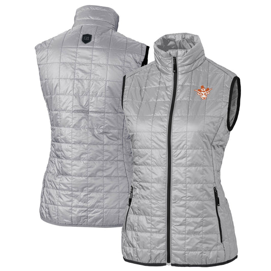 Women's Cutter & Buck Gray Texas Longhorns Vault Rainier PrimaLoft Eco Insulated Full-Zip Puffer Vest