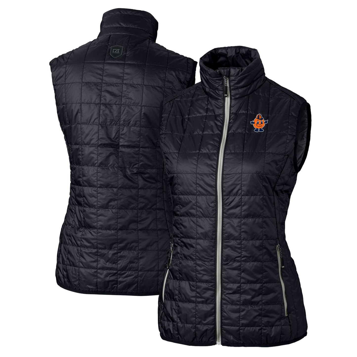 Women's Cutter & Buck Navy Syracuse Orange Vault Rainier PrimaLoft Eco Insulated Full-Zip Puffer Vest