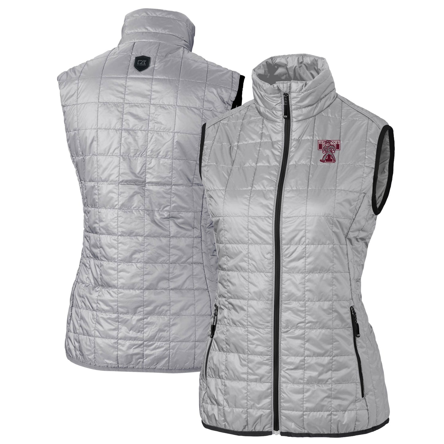 Women's Cutter & Buck Gray Texas A&M Aggies Vault Rainier PrimaLoft Eco Insulated Full-Zip Puffer Vest