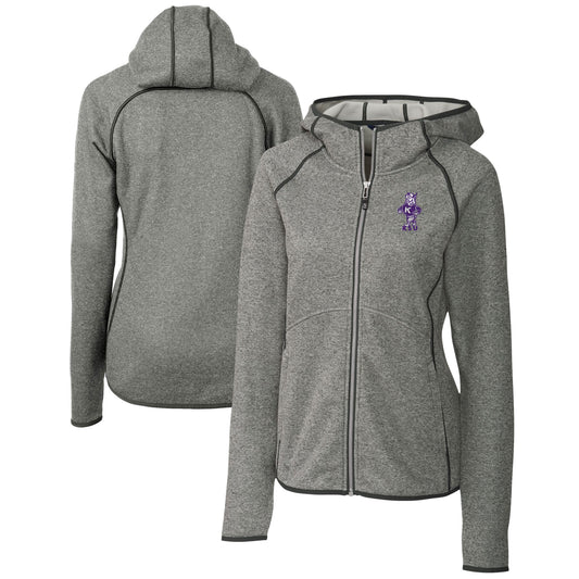 Women's Cutter & Buck  Heather Gray Kansas State Wildcats Vault Mainsail Full-Zip Hooded Jacket