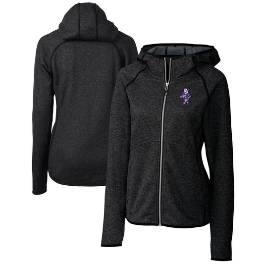 Women's Cutter & Buck  Heather Charcoal Kansas State Wildcats Vault Mainsail Full-Zip Hooded Jacket