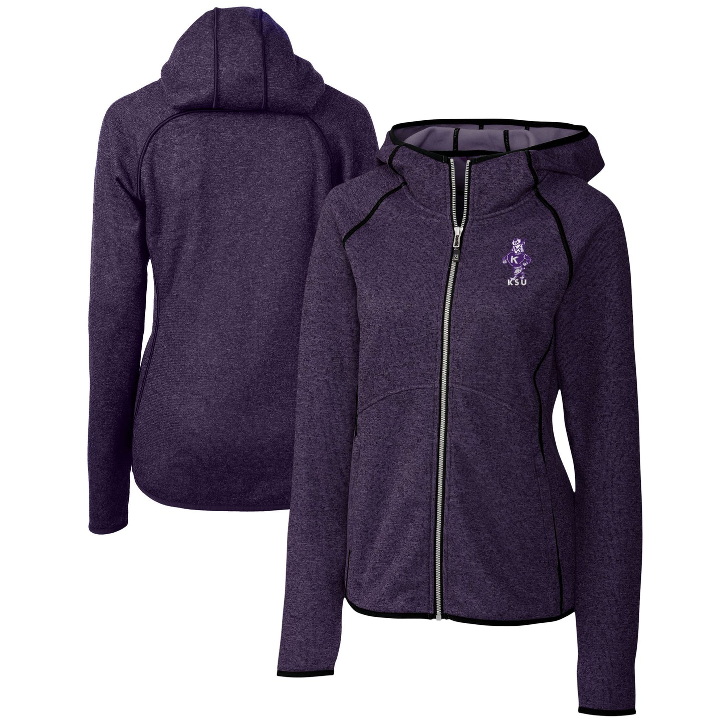 Women's Cutter & Buck  Heather Purple Kansas State Wildcats Vault Mainsail Full-Zip Hooded Jacket