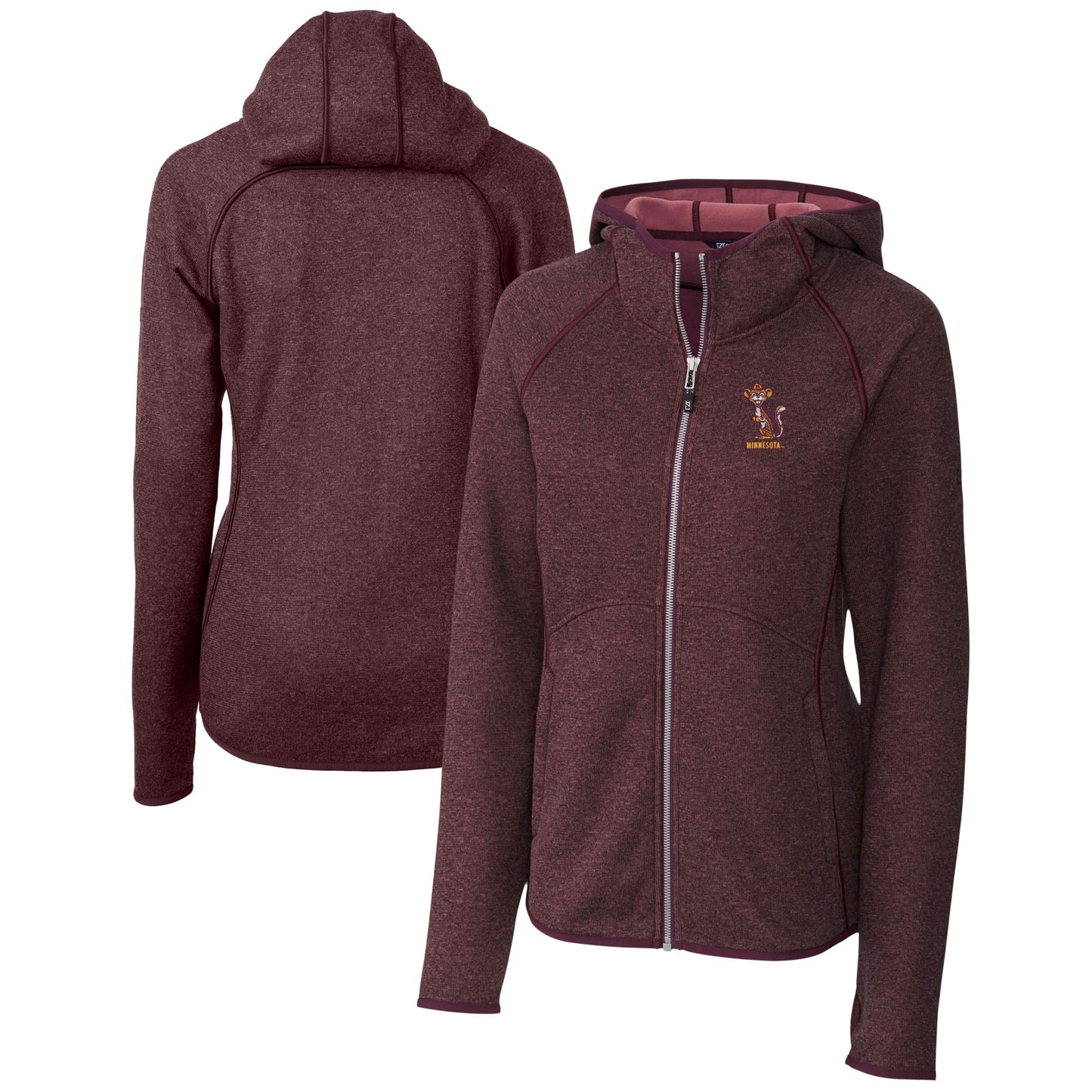 Women's Cutter & Buck  Heather Maroon Minnesota Golden Gophers Vault Mainsail Full-Zip Hooded Jacket