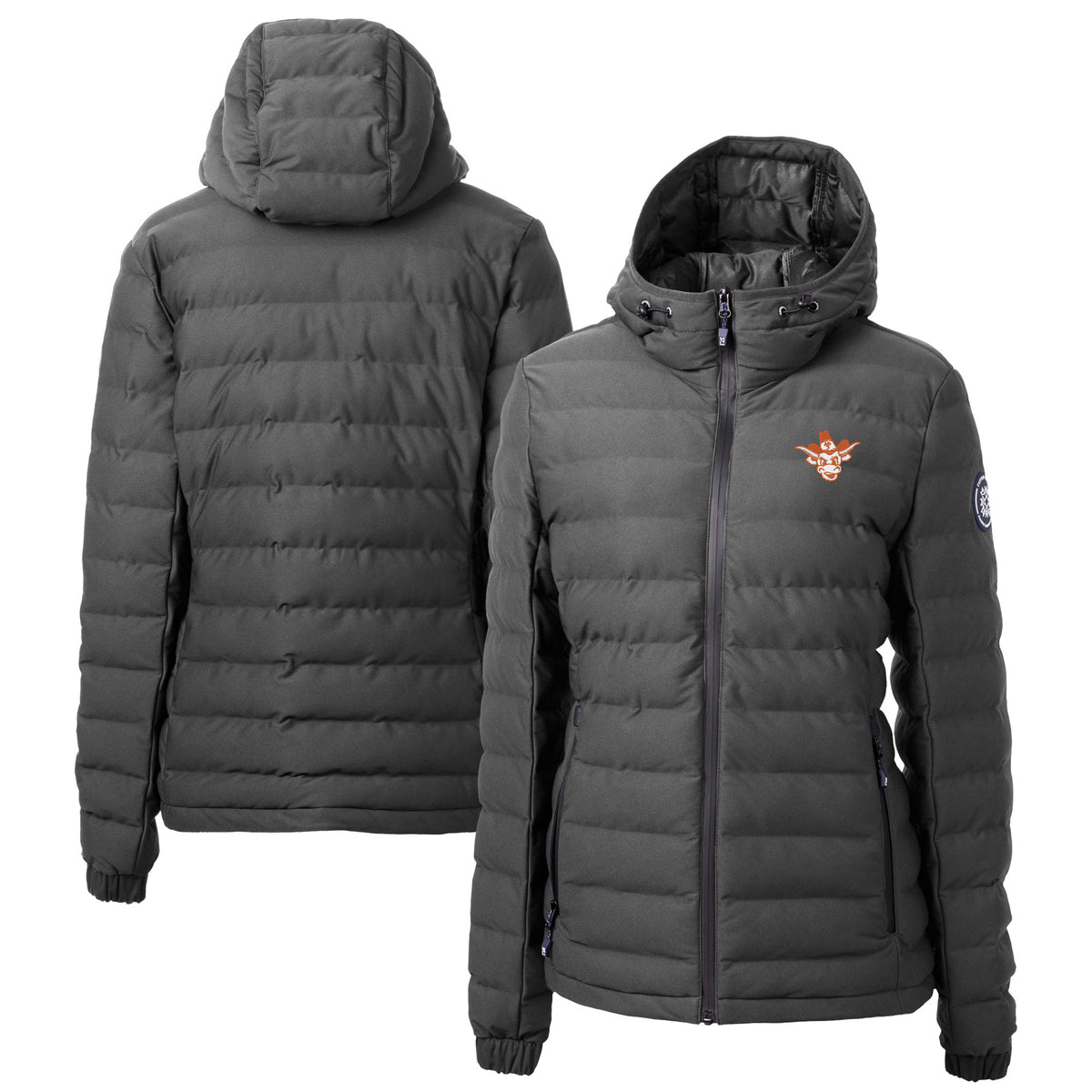 Women's Cutter & Buck  Gray Texas Longhorns Vault Mission Ridge Repreve Eco Insulated Long Puffer Jacket