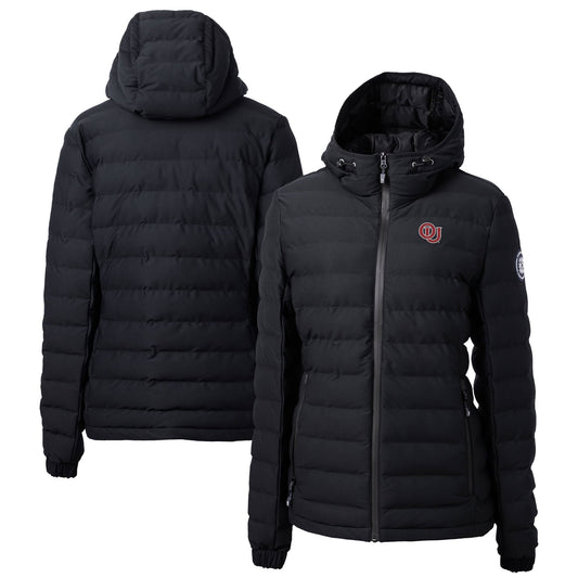 Women's Cutter & Buck  Black Oklahoma Sooners Vault Mission Ridge Repreve Eco Insulated Long Puffer Jacket