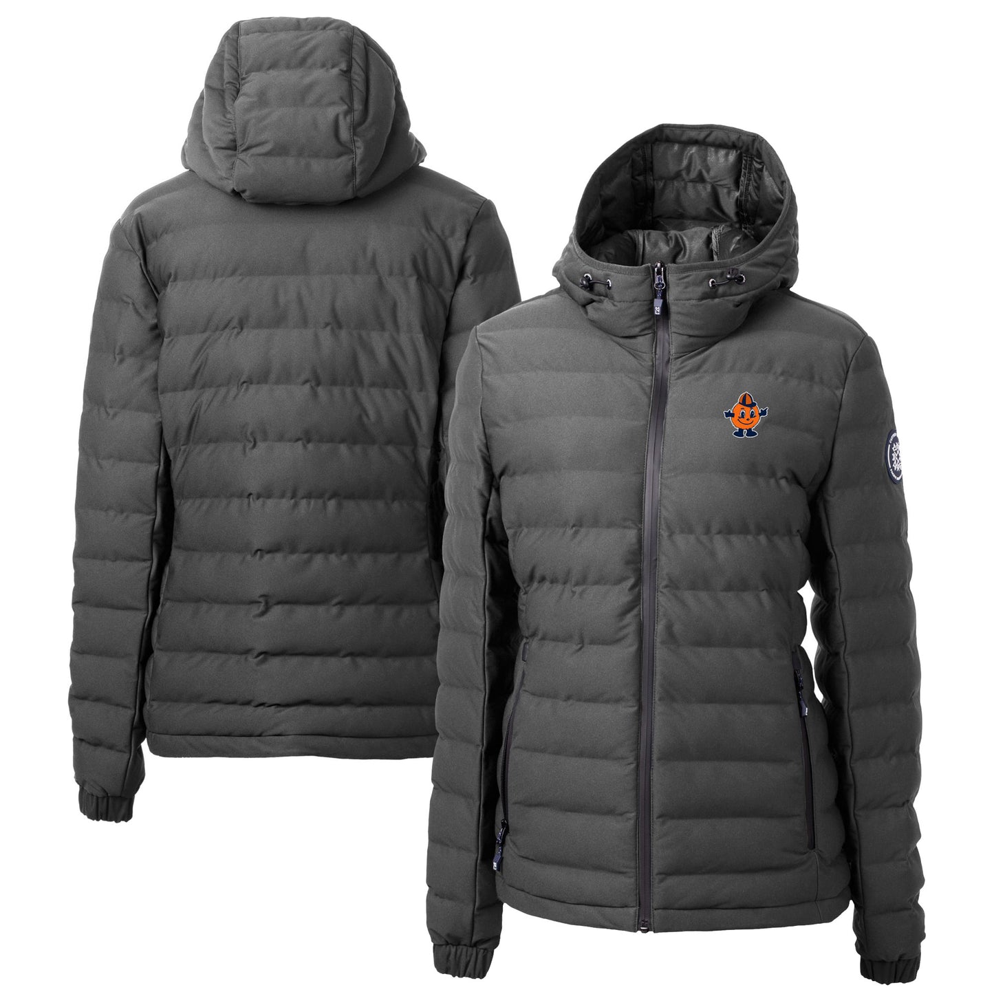 Women's Cutter & Buck  Gray Syracuse Orange Vault Mission Ridge Repreve Eco Insulated Long Puffer Jacket