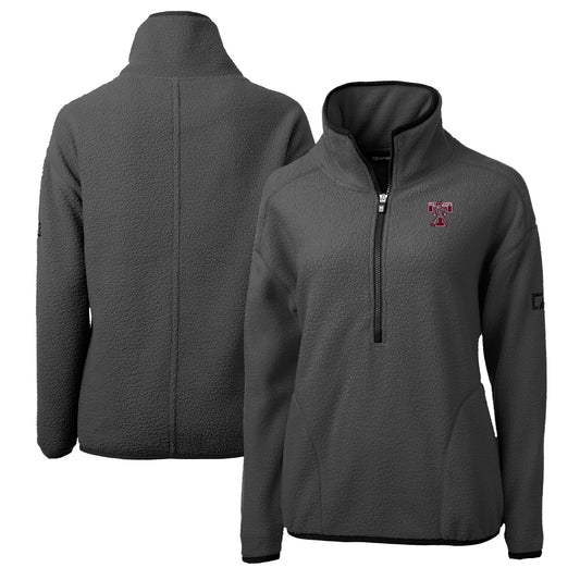 Women's Cutter & Buck  Gray Texas A&M Aggies Vault Cascade Eco Sherpa Fleece Half-Zip Pullover Jacket