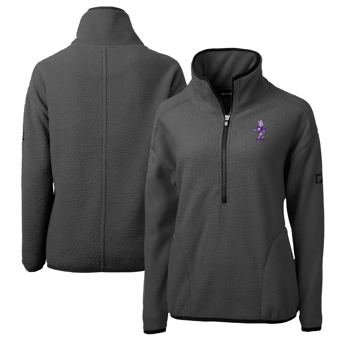 Women's Cutter & Buck  Gray Kansas State Wildcats Vault Cascade Eco Sherpa Fleece Half-Zip Pullover Jacket