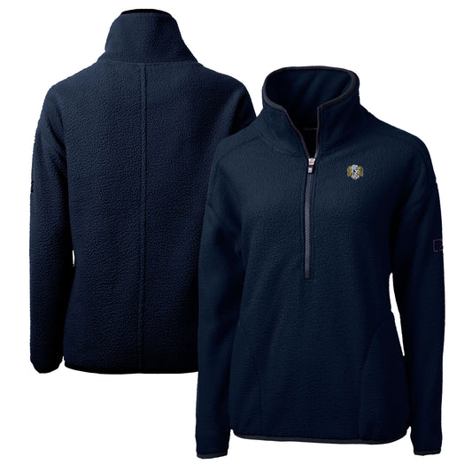 Women's Cutter & Buck  Navy North Carolina Tar Heels Vault Cascade Eco Sherpa Fleece Half-Zip Pullover Jacket