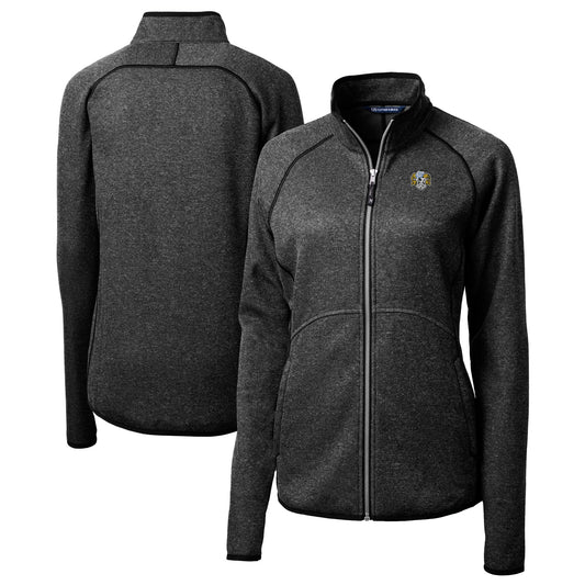 Women's Cutter & Buck  Heather Charcoal North Carolina Tar Heels Vault Mainsail Sweater-Knit Full-Zip Jacket