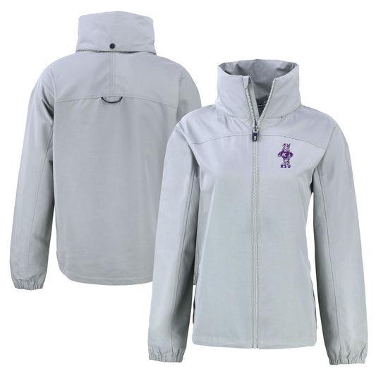 Women's Cutter & Buck  Gray Kansas State Wildcats Vault Charter Eco Recycled Full-Zip Jacket