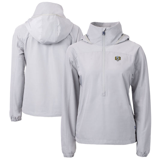 Women's Cutter & Buck  Gray North Carolina Tar Heels Vault Charter Eco Recycled Half-Zip Anorak Jacket