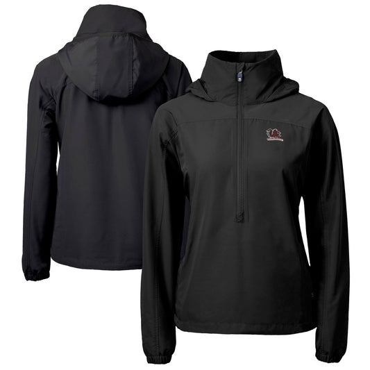 Women's Cutter & Buck  Black South Carolina Gamecocks Vault Charter Eco Recycled Half-Zip Anorak Jacket