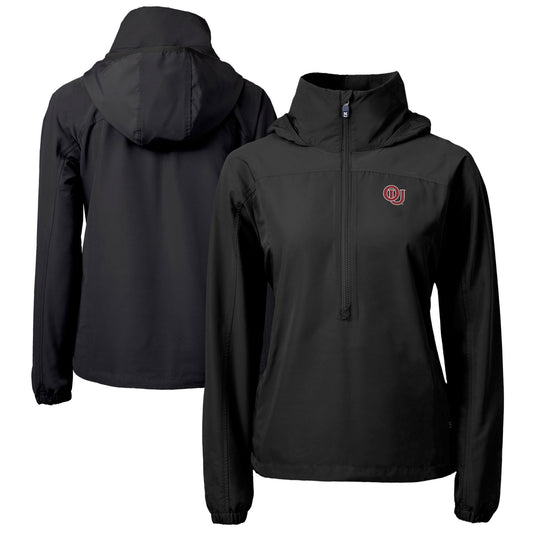 Women's Cutter & Buck  Black Oklahoma Sooners Vault Charter Eco Recycled Half-Zip Anorak Jacket
