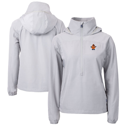 Women's Cutter & Buck  Gray Syracuse Orange Vault Charter Eco Recycled Half-Zip Anorak Jacket