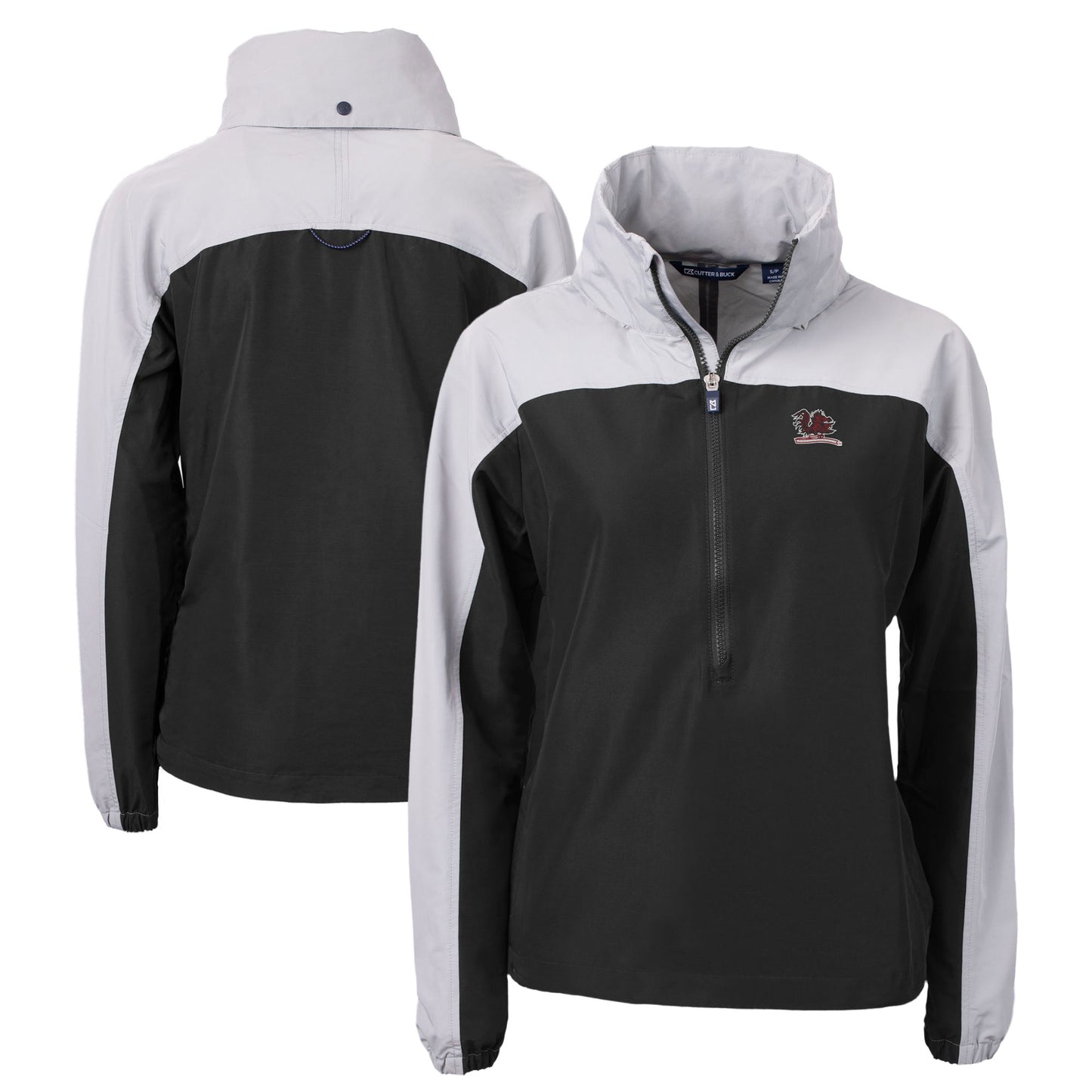 Women's Cutter & Buck  Black/Gray South Carolina Gamecocks Vault Charter Eco Recycled Half-Zip Anorak Jacket