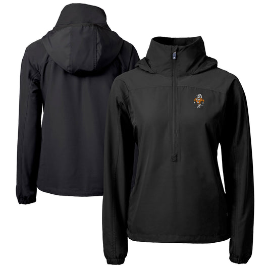 Women's Cutter & Buck  Black Tennessee Volunteers Vault Charter Eco Recycled Half-Zip Anorak Jacket