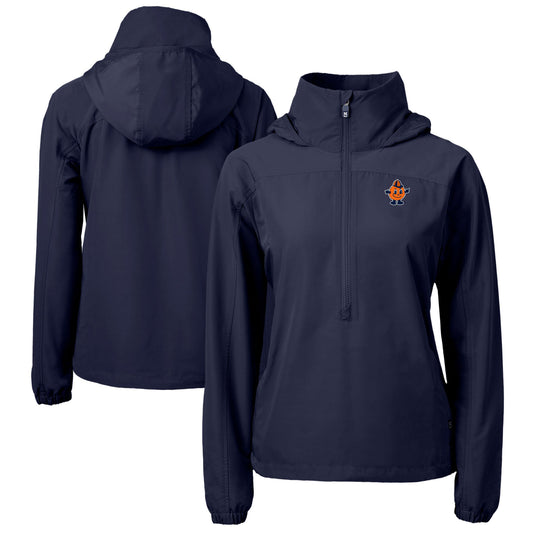 Women's Cutter & Buck  Navy Syracuse Orange Vault Charter Eco Recycled Half-Zip Anorak Jacket