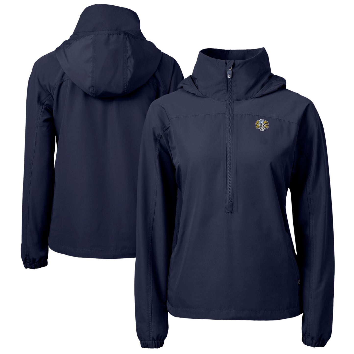 Women's Cutter & Buck  Navy North Carolina Tar Heels Vault Charter Eco Recycled Half-Zip Anorak Jacket