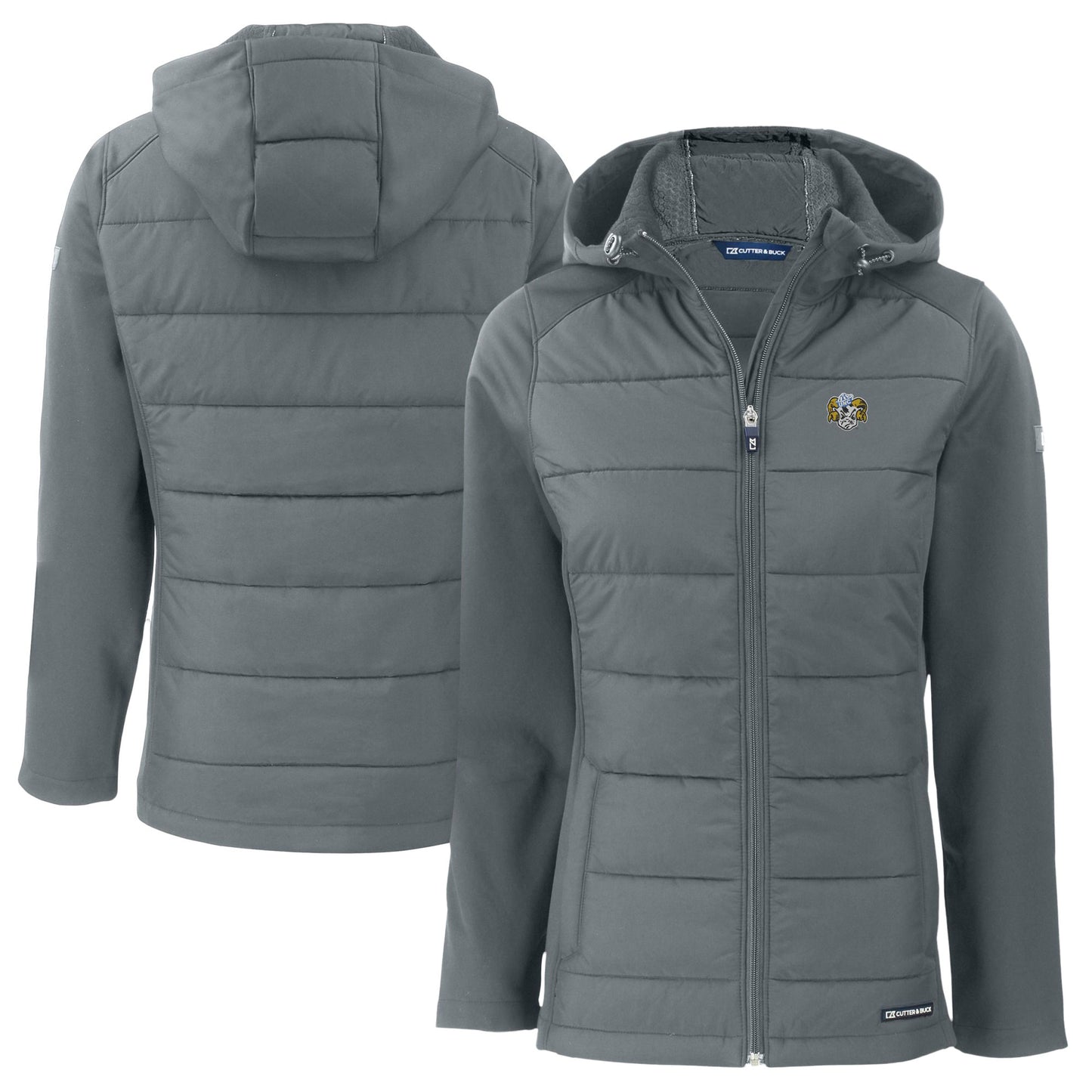 Women's Cutter & Buck  Gray North Carolina Tar Heels Vault Evoke Hybrid Eco Softshell Recycled Full-Zip Hooded Jacket