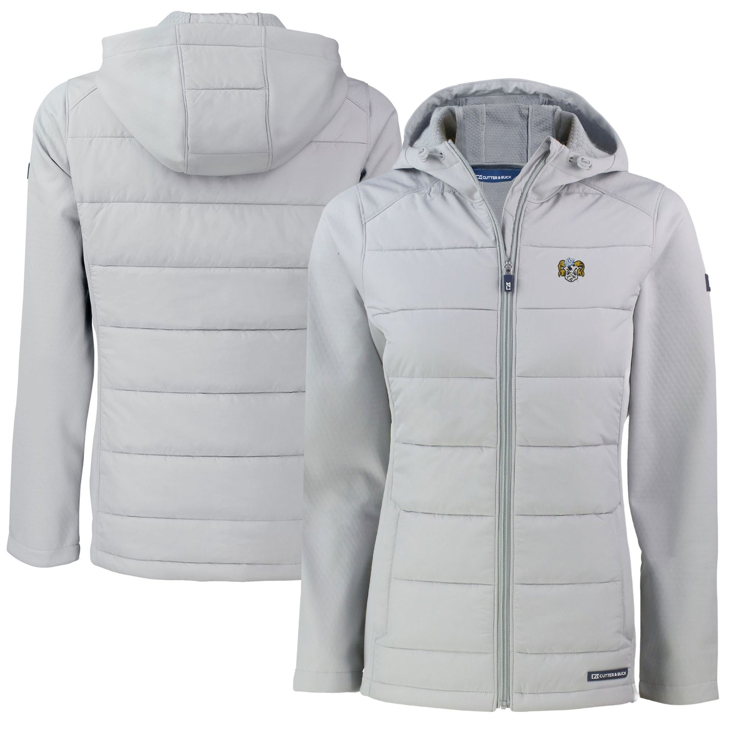 Women's Cutter & Buck  Gray North Carolina Tar Heels Vault Evoke Hybrid Eco Softshell Recycled Full-Zip Hooded Jacket