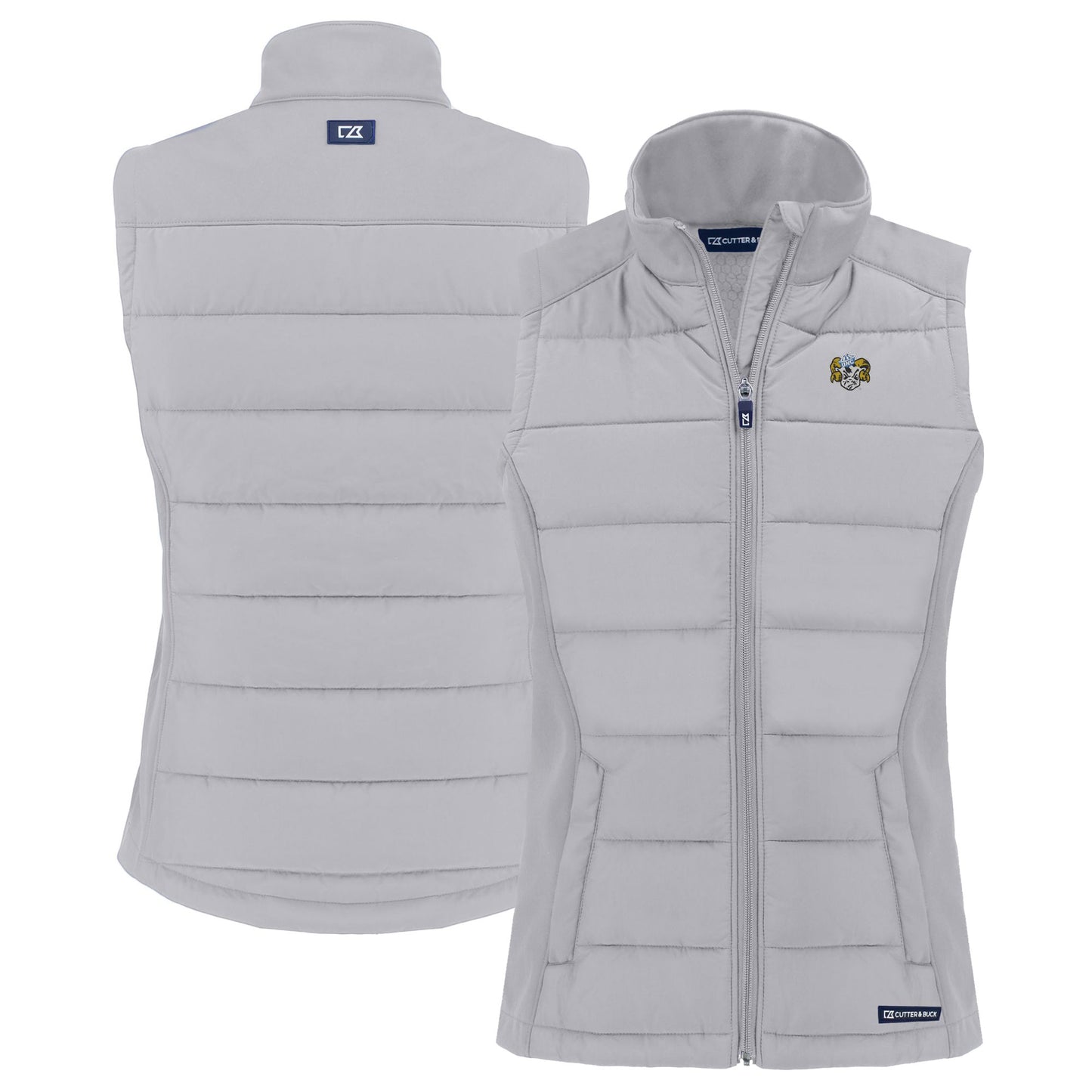 Women's Cutter & Buck  Gray North Carolina Tar Heels Vault Evoke Hybrid Eco Softshell Recycled Full-Zip Vest