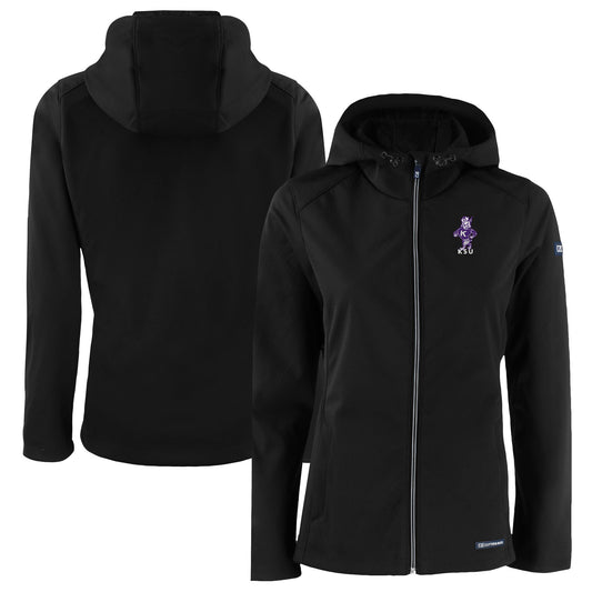 Women's Cutter & Buck  Black Kansas State Wildcats Vault Evoke Eco Softshell Recycled Full-Zip Hooded Jacket