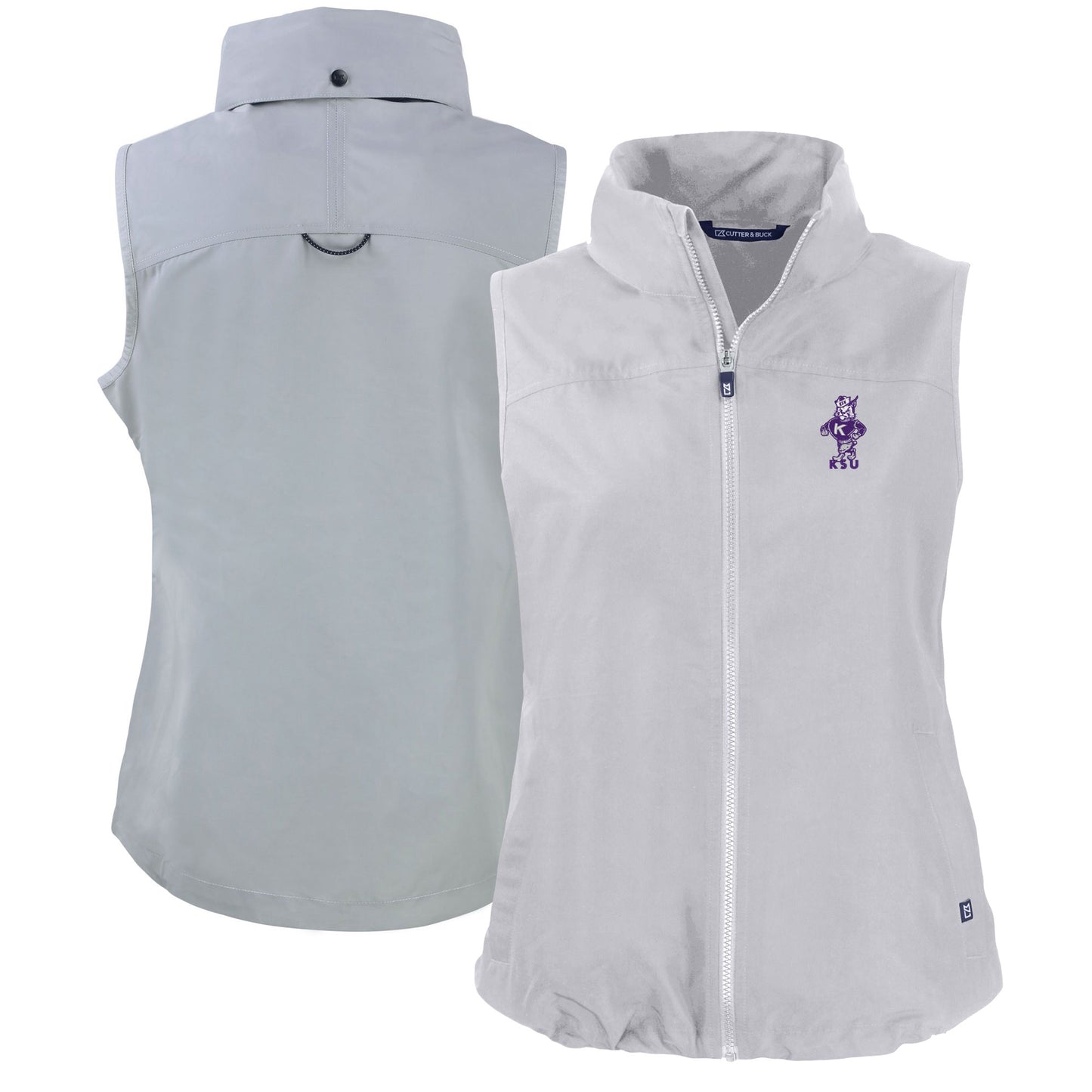 Women's Cutter & Buck  Gray Kansas State Wildcats Vault Charter Eco Recycled Full-Zip Vest