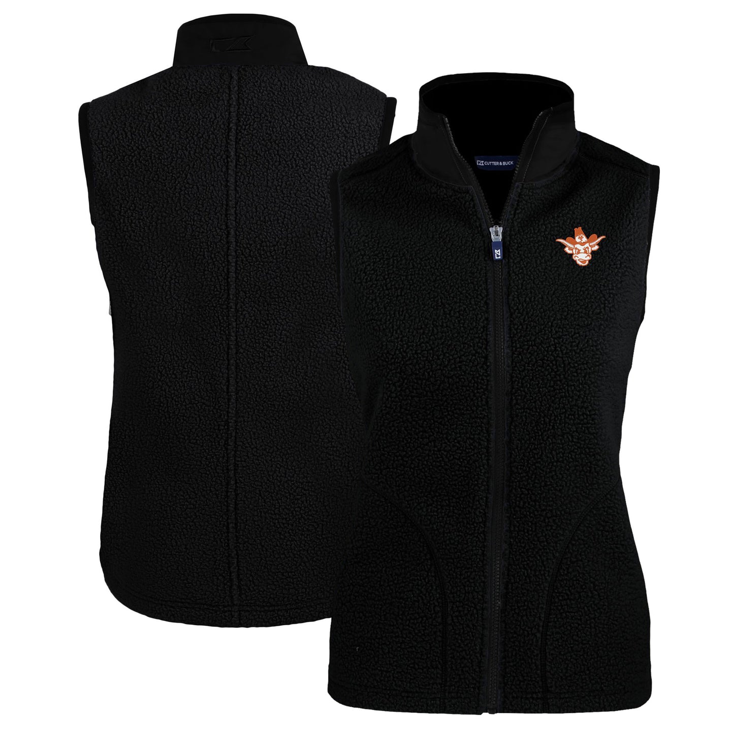 Women's Cutter & Buck  Black Texas Longhorns Vault Cascade Eco Sherpa Fleece Vest