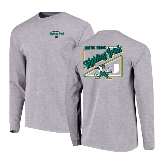 Youth Gray Notre Dame Fighting Irish Retro Script Long Sleeve T-Shirt