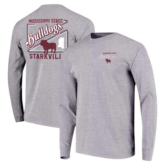 Youth Gray Mississippi State Bulldogs Retro Script Long Sleeve T-Shirt