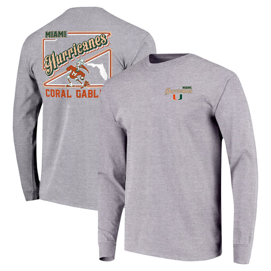 Youth Gray Miami Hurricanes Retro Script Long Sleeve T-Shirt