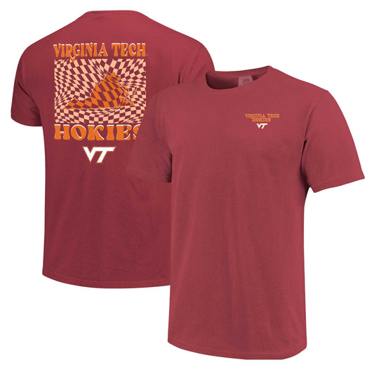 Women's Maroon Virginia Tech Hokies Comfort Colors Checkered Mascot T-Shirt