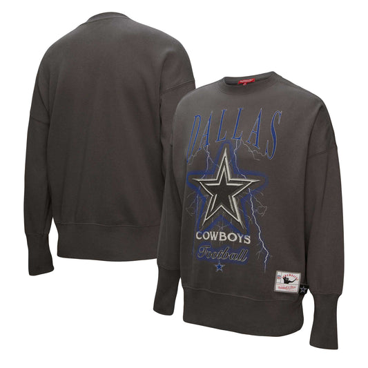 Women's Mitchell & Ness Charcoal Dallas Cowboys Distressed Logo 4.0 Pullover Sweatshirt