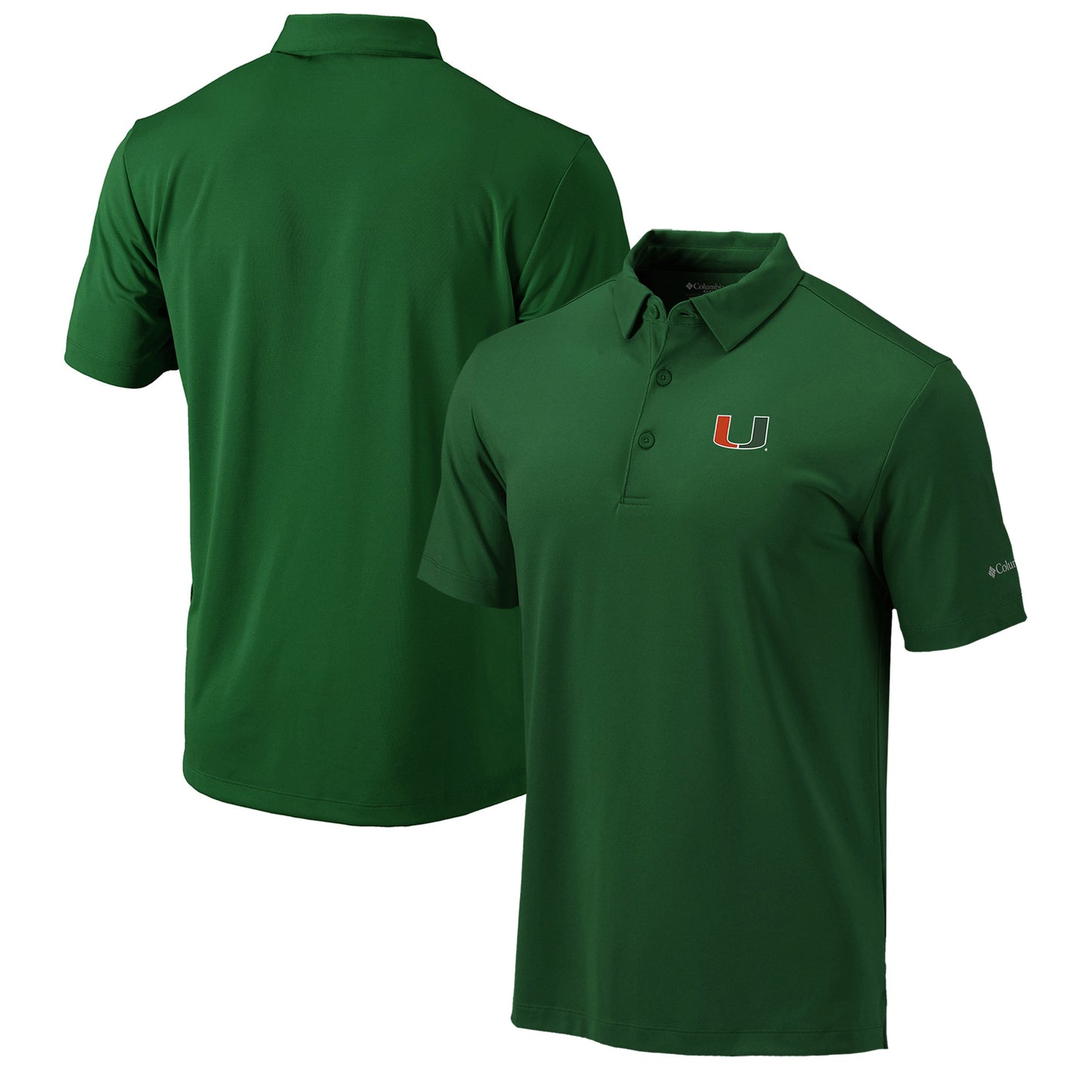 Men's Columbia  Green Miami Hurricanes Omni-Wick Drive Polo