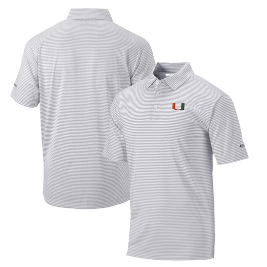 Men's Columbia  Gray Miami Hurricanes Omni-Wick Club Invite Polo