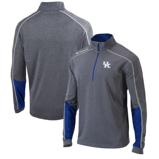 Men's Columbia  Gray/Royal Kentucky Wildcats Omni-Wick Shotgun 2.0 Quarter-Zip Pullover Top