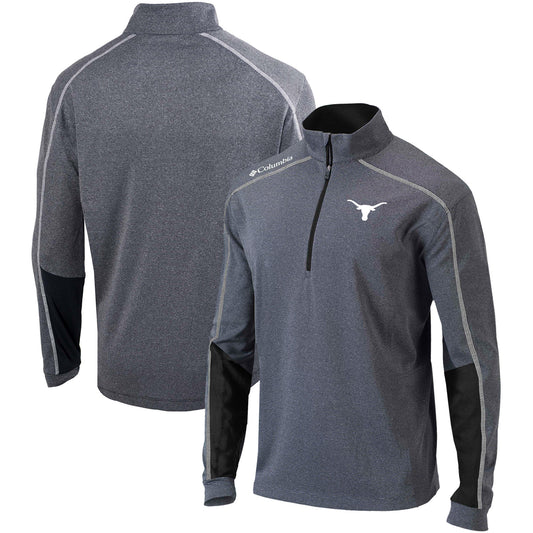 Men's Columbia  Gray/Black Texas Longhorns Omni-Wick Shotgun 2.0 Quarter-Zip Pullover Top