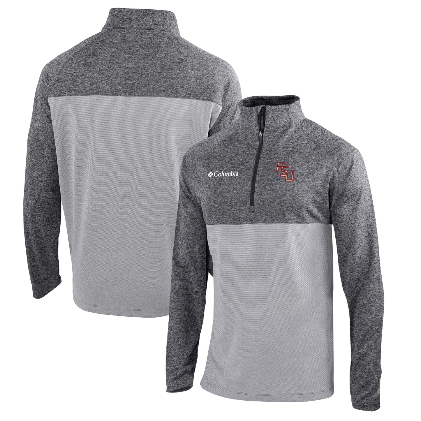 Men's Columbia  Gray/Light Gray Florida State Seminoles Omni-Wick Rockin' It Quarter-Zip Pullover Top