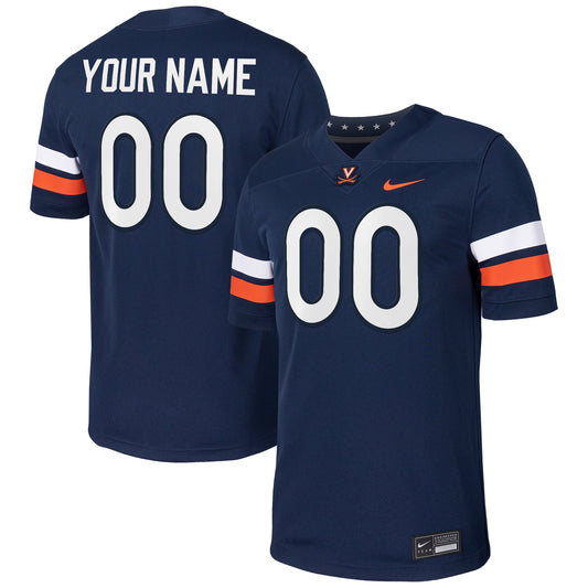 Men's Nike  Navy Virginia Cavaliers Custom Football Game Jersey