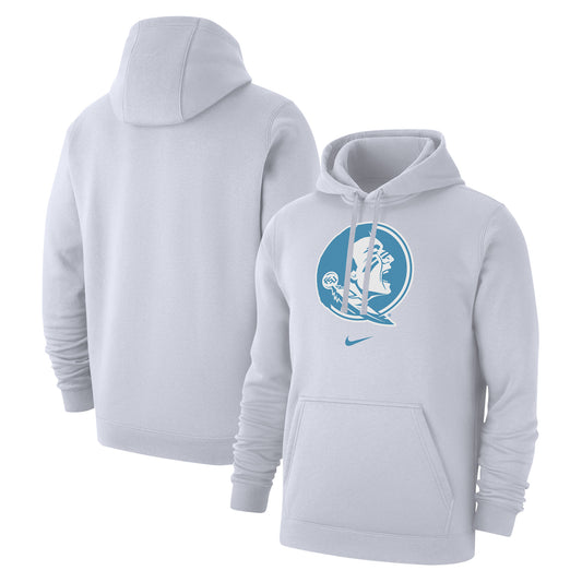 Men's Nike White Florida State Seminoles Heritage Core Team Logo Fleece Pullover Hoodie