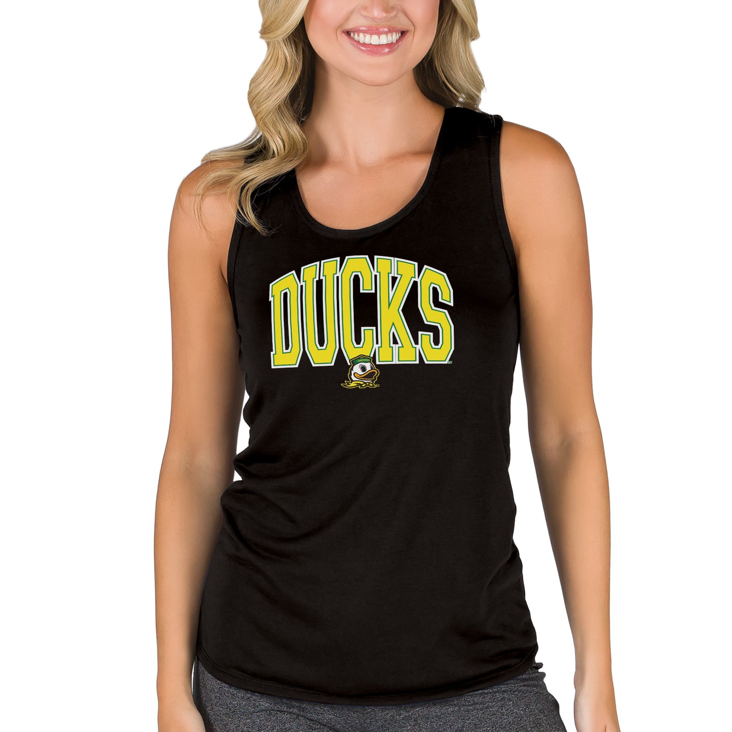 Women's College Concepts Black Oregon Ducks Marathon Racerback Tank Top