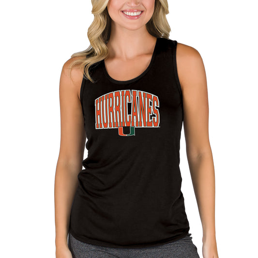 Women's College Concepts Black Miami Hurricanes Marathon Racerback Tank Top