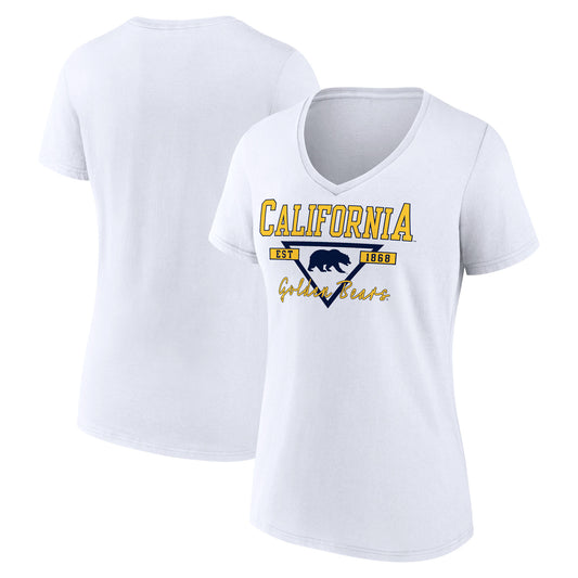 Women's White Cal Bears Triangle Origin V-Neck T-Shirt