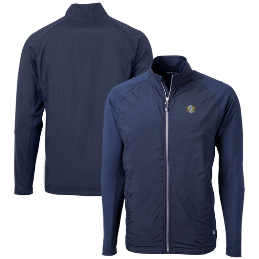 Men's Cutter & Buck  Navy North Carolina Tar Heels Vault Adapt Eco Knit Hybrid Recycled Mens Full Zip Jacket