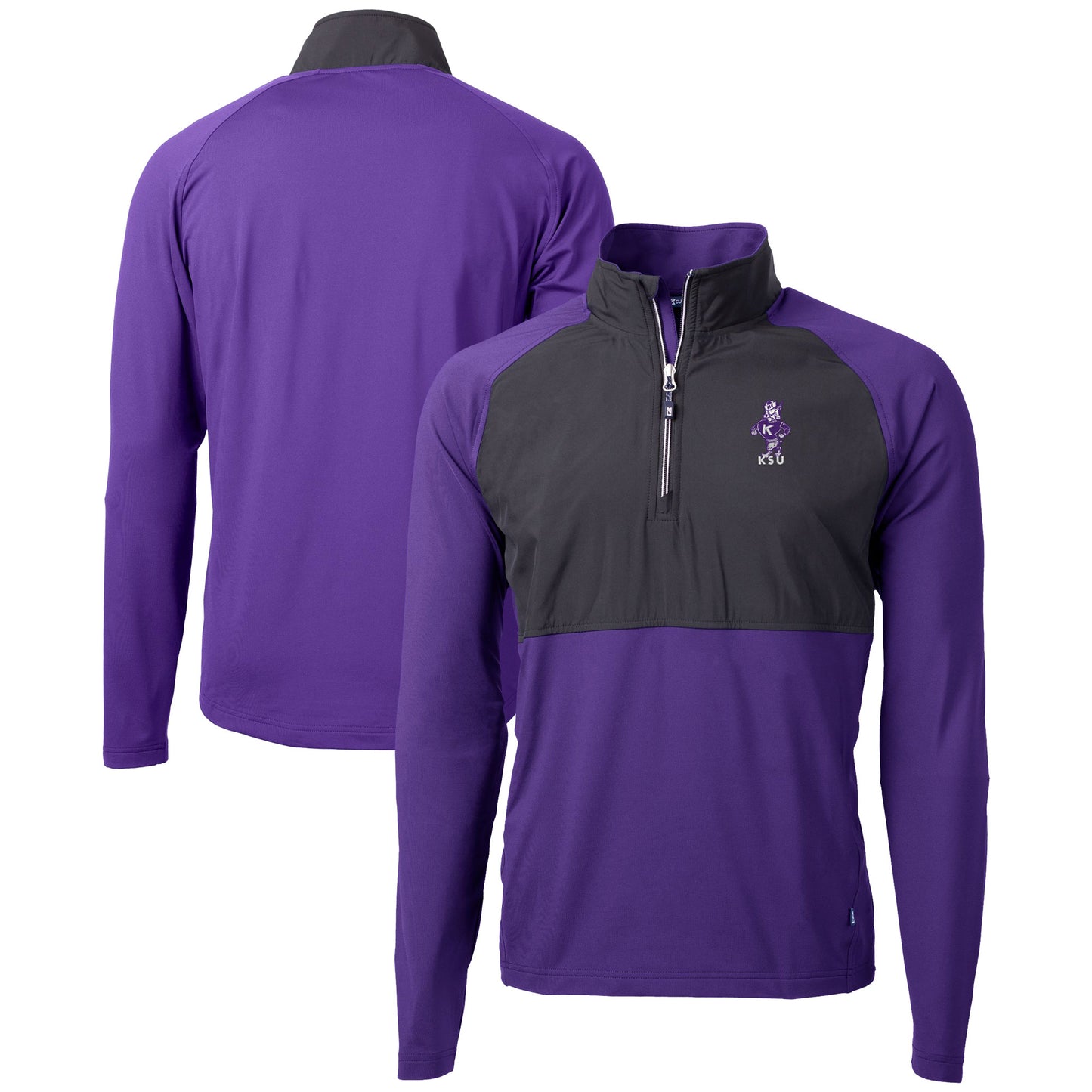 Men's Cutter & Buck  Purple Kansas State Wildcats DryTec Adapt Eco Knit Hybrid Recycled Raglan Quarter-Zip Jacket